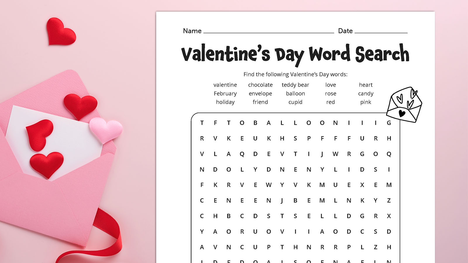 valentine's day word search: free printable + answer key